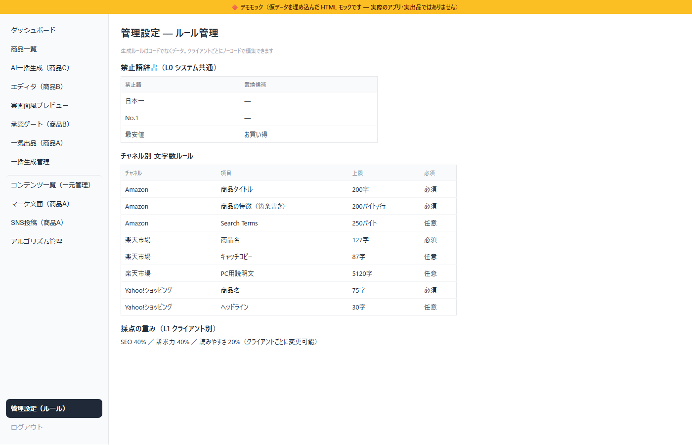管理設定